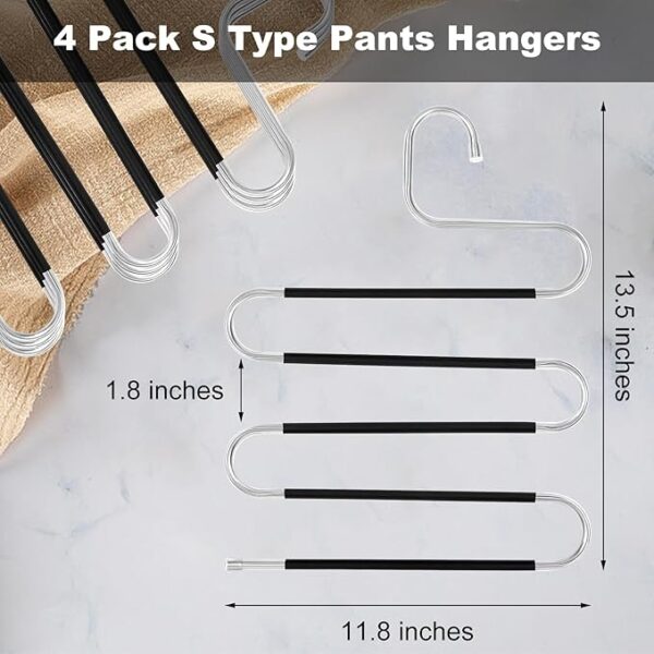 Pants Hangers Space Saving,4 Pack Stainless Steel Non - Image 7