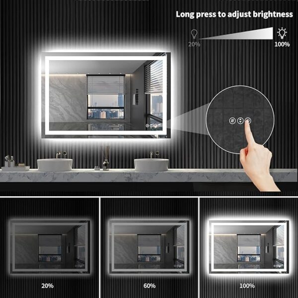 LOAAO 40X32 LED Bathroom Mirror with Lights, - Image 2