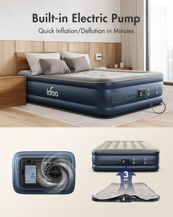 iDOO Air Mattress with Built in Pump,Comfort Blow up Mattress,Inflatable Mattress - Image 2