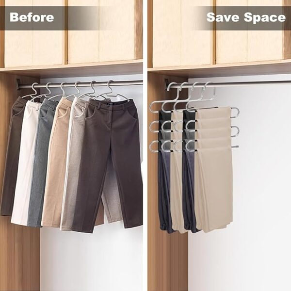 Pants Hangers Space Saving,4 Pack Stainless Steel Non - Image 3