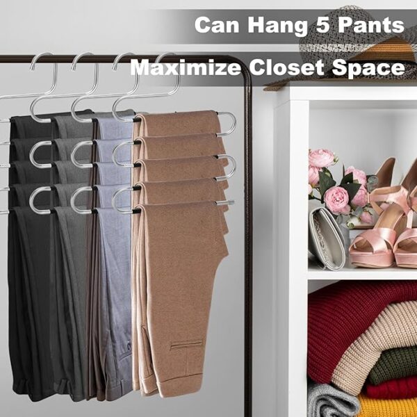 Pants Hangers Space Saving,4 Pack Stainless Steel Non - Image 4