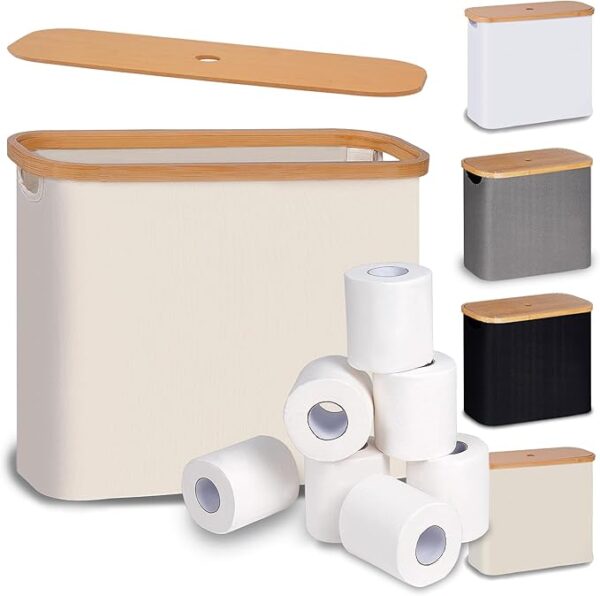 Toilet Paper Basket, Toilet Paper Storage with Lid,