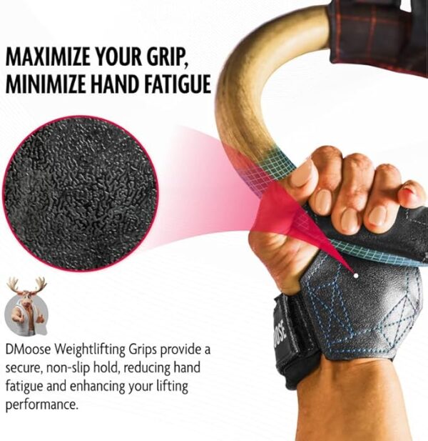 DMoose Fitness Weight Lifting Grips - Anti Slip Neoprene Padded Gym - Image 2