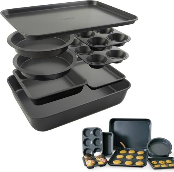 Elbee Home Set of 8 Durable Non-Stick Carbon Steel Baking Bricks for Easy Storage