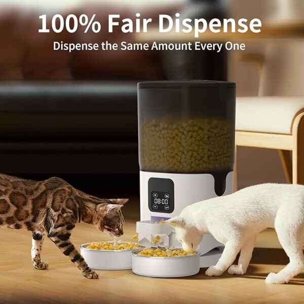 7L Automatic Cat Feeder for 2 Cats, - Image 4