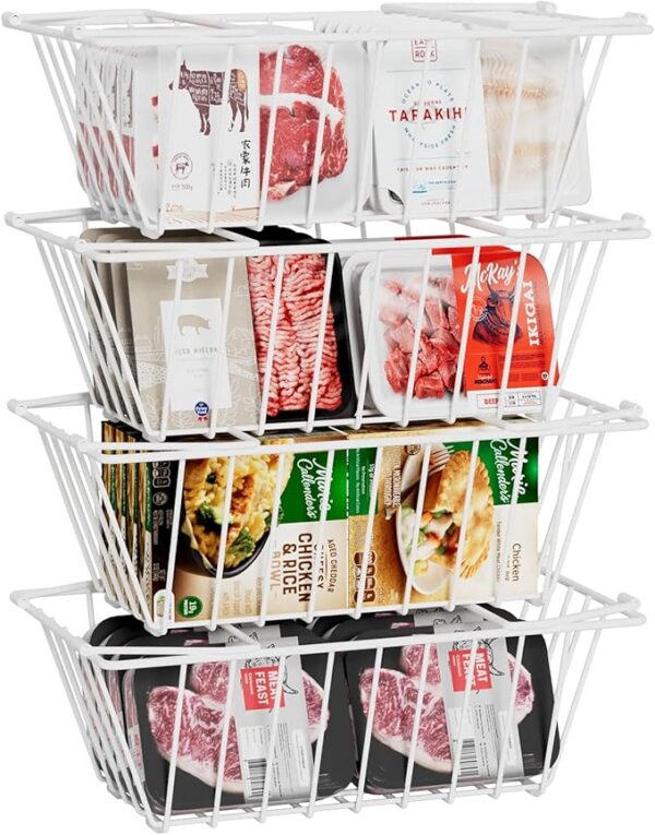 Freezer Organizer Bins, 4 Pack Stackable Freezer S