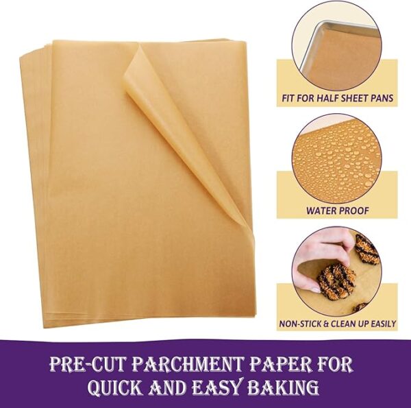 200 Pcs Unbleached Parchment Paper Baking Sheets - Image 4