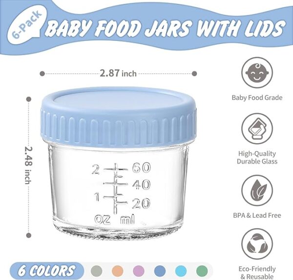 DRKIO 6 Pack Glass Baby Food Storage Containers - 4 Oz Baby Food Jars - Image 6