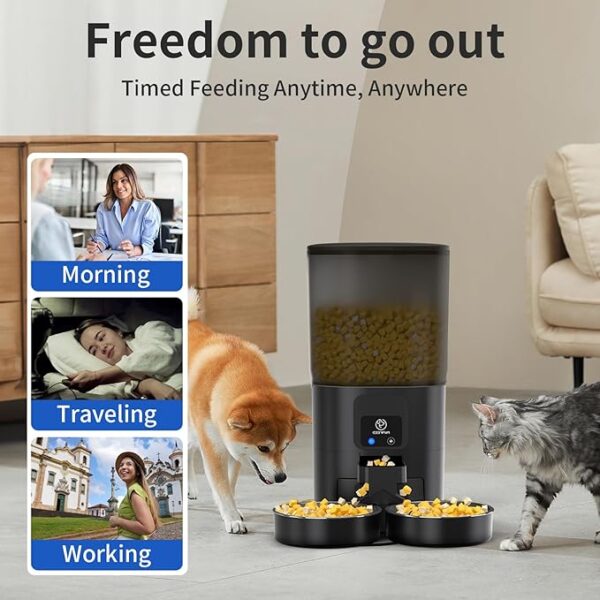 7L Automatic Cat Feeders for 2 Cats - 2.4G WiFi Timed Auto Feeder - Image 4