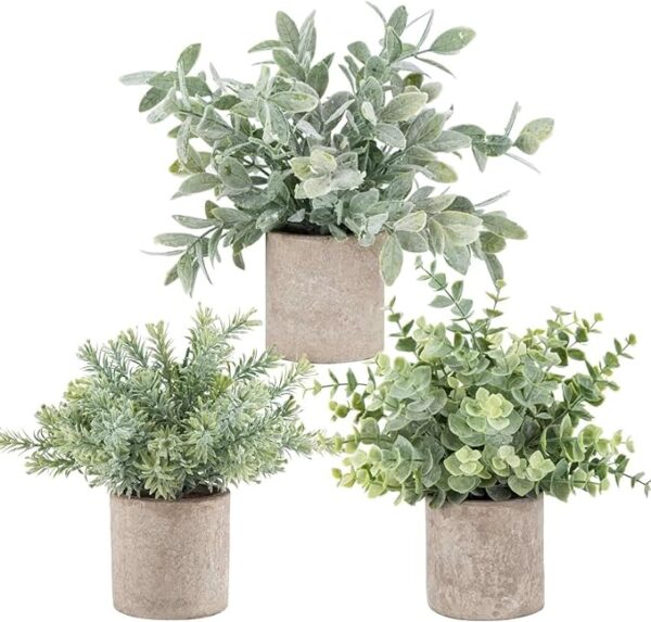 Der Rose 3 Pack Mini Potted Fake Plants Artificial Plastic