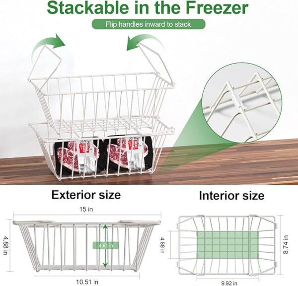 Freezer Organizer Bins, 4 Pack Stackable Freezer S - Image 3