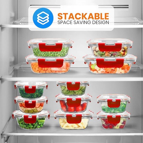 NutriChef 24pcs Glass Food Storage Containers, - Image 4