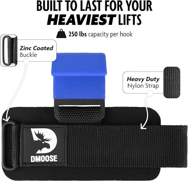 DMoose Fitness Weight Lifting Hooks for Men & Women - Image 4