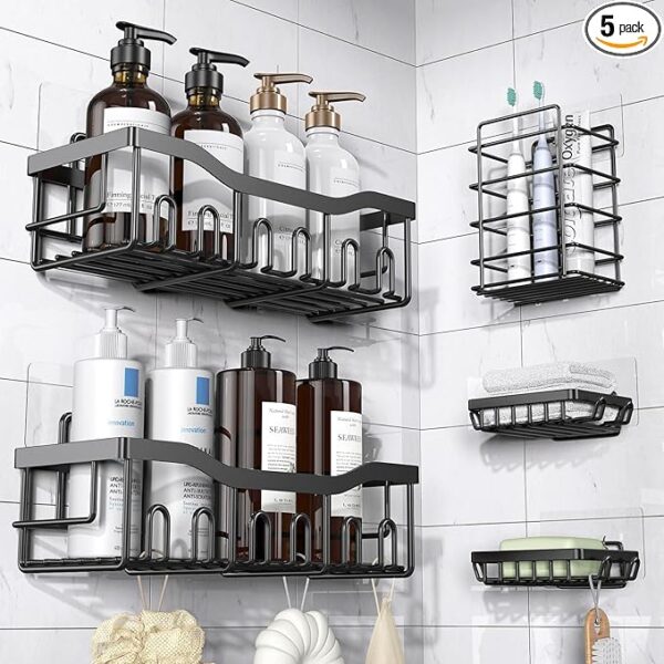 Adhesive Shower Caddy, 5 Pack Rustproof Stainless Steel Bath