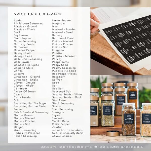 Modern Block-Black Spice Labels (no Jars) by Paper & Pear - Image 5