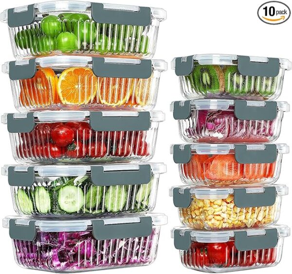 10 Packs Glass Meal Prep Containers with Lids