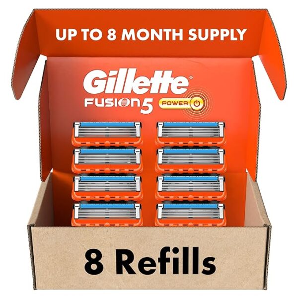 Gillette Fusion5 Power Razor Blade Refills, 8 Count, Lubrastrip