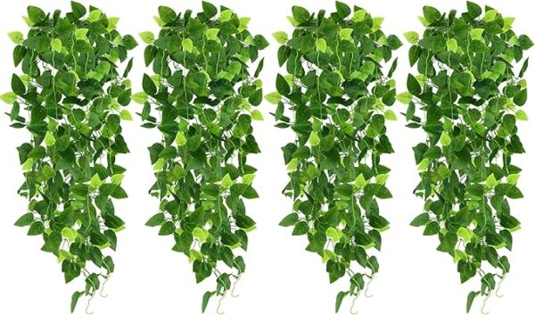 CEWOR 4pcs Artificial Hanging Plants 2.9ft Fake Ivy Vine Fake Ivy Leaves