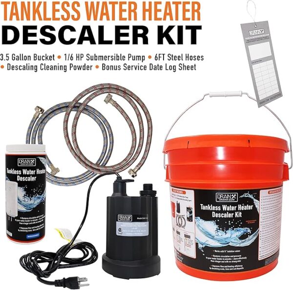 DrainX Tankless Water Heater Flush Kit with 1/6 HP Pump and Descaler - Image 4