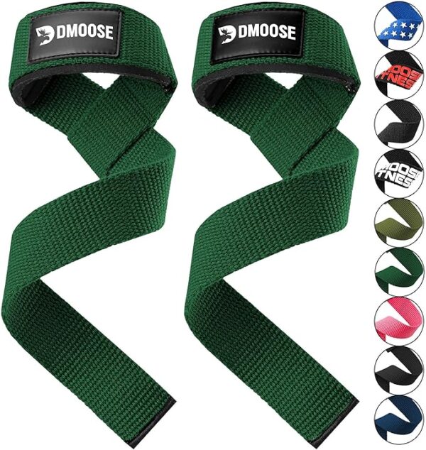 DMoose Fitness Lifting Straps - 4mm Neoprene Padded Wrist Straps for Weightlifting &