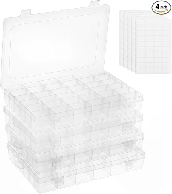 OUTUXED 4 Pack 36 Grids Plastic Bead