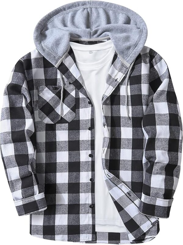 Limet time deasls  promo code (40WXX4GJ)Men's Flannel Shirt Plaid Hoodie